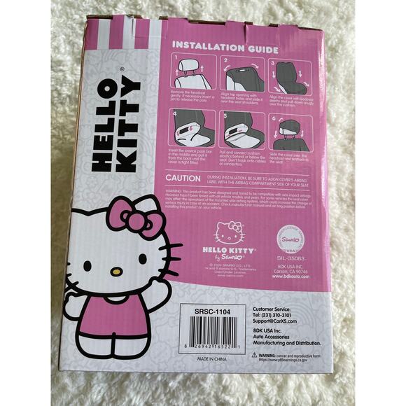 Hello Kitty Pink Black Car Front Seat Covers Set of 2 Cute Stylish Accessory NEW - Picture 7 of 10